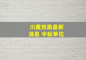 川藏铁路最新消息 中标单位